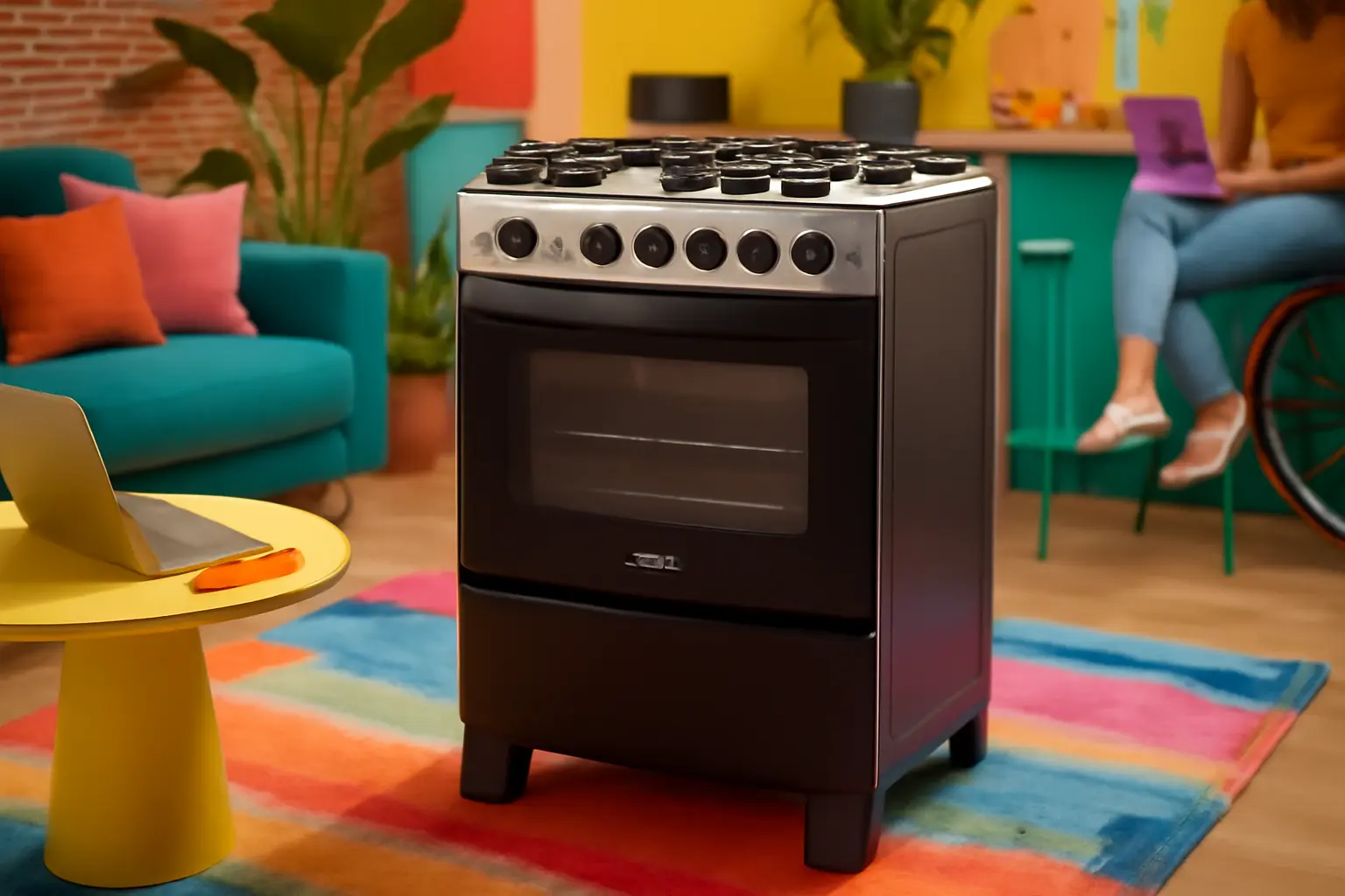 Fogão 5 Bocas Preto com Mesa Inox Atlas Atenas Bivolt: Eficiência e Design Moderno