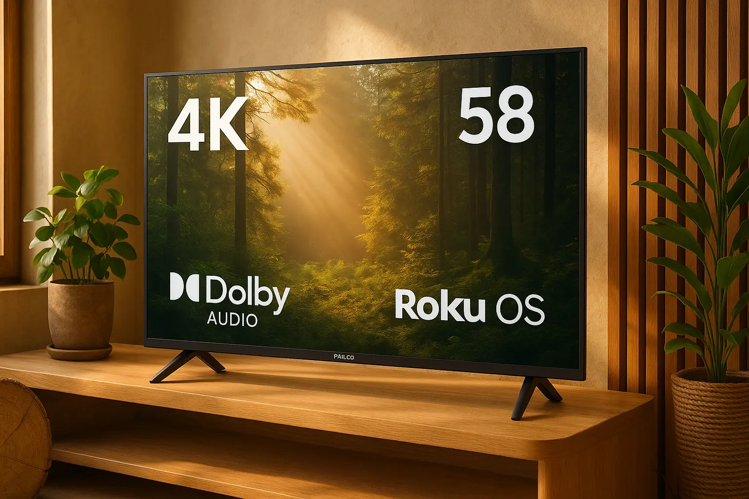 Smart TV Philco 58" 4K com Dolby Audio e Roku OS