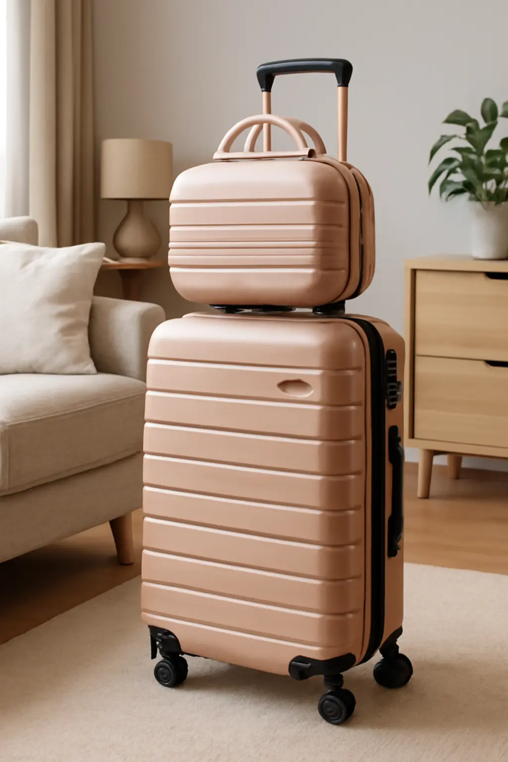 Kit Conjunto Mala de Bordo 10kg Viagem Rígida Rodas 360º Cadeado Segredo mais Frasqueira ABS Gladiador A2MB Rosé Gold: Conforto e Estilo para Sua Viagem