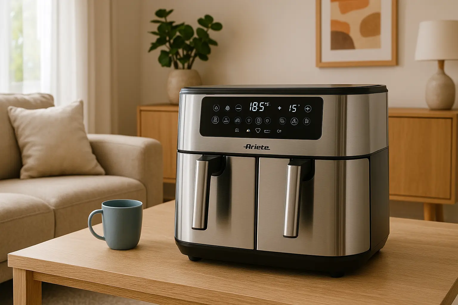 Ariete 4625 Dual Air Fryer 9L com Cesto Duplo e 11 Programas