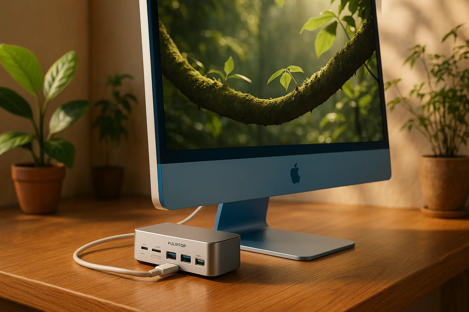 Hub USB C PULWTOP para iMac 24": Expansão e Estilo Integrado