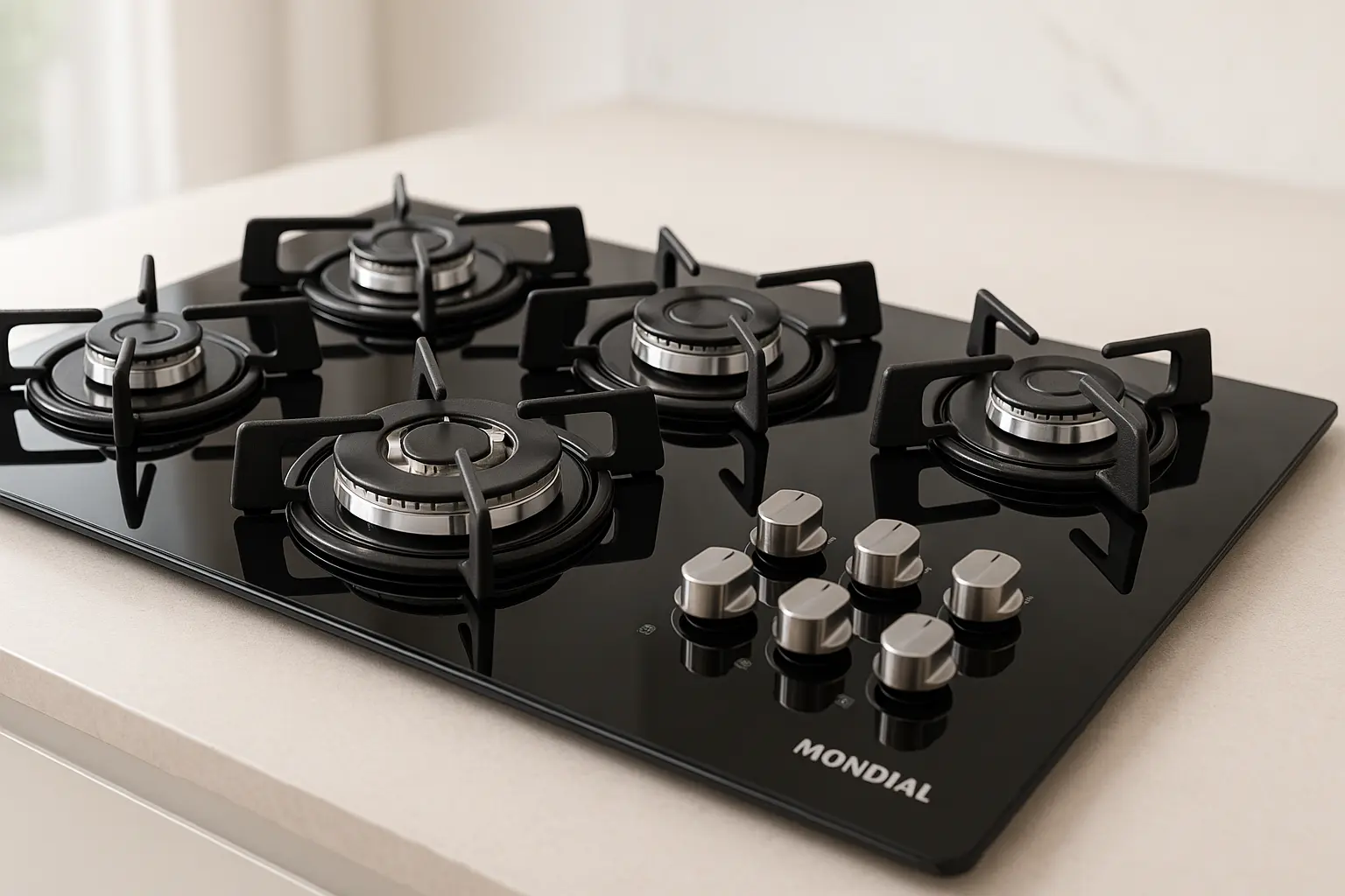 Cooktop a Gás 5 Bocas Mondial Preto/Inox: Potência e Design Moderno