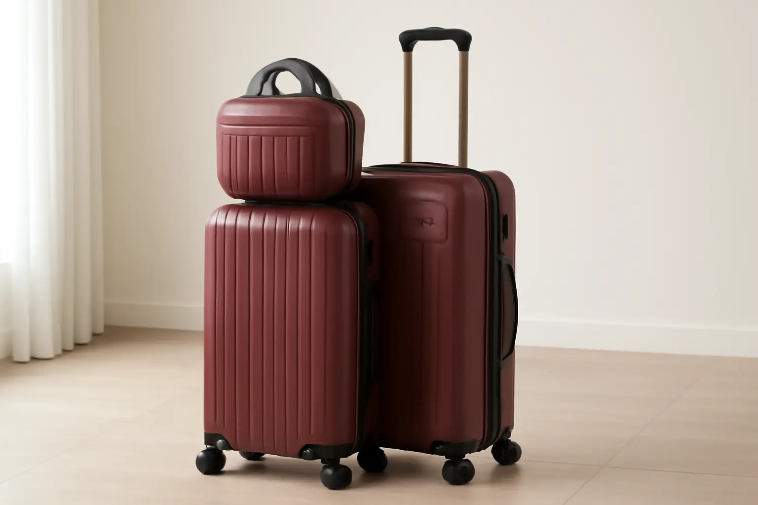 Kit Conjunto Mala de Viagem Média 23kg Despachada Expansiva Rígida com Frasqueira Gladiador C1M Vinho