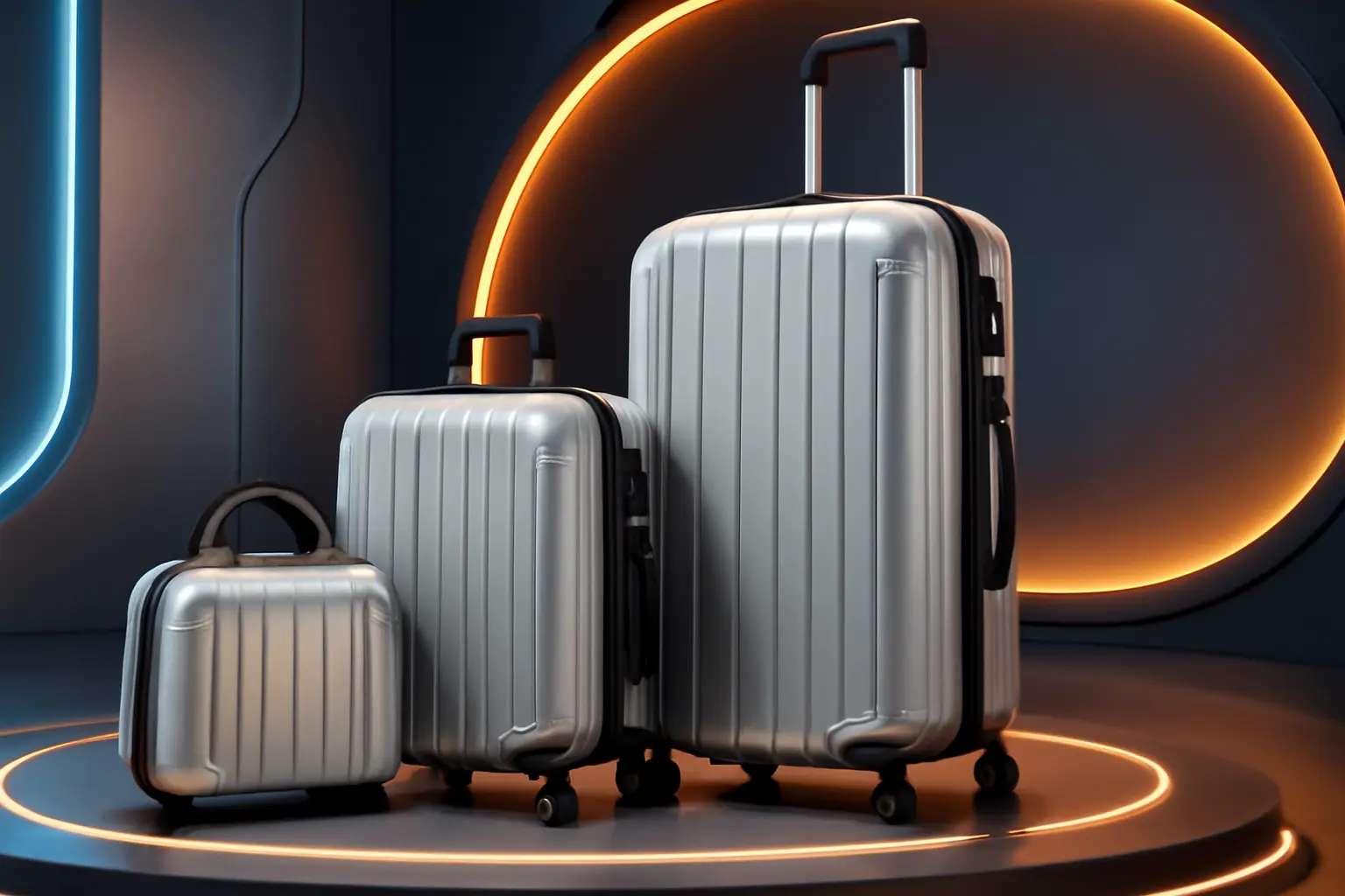 Kit 3 Malas de Viagem 10kg, 8kg e Frasqueira 12 Polegadas ABS Prata