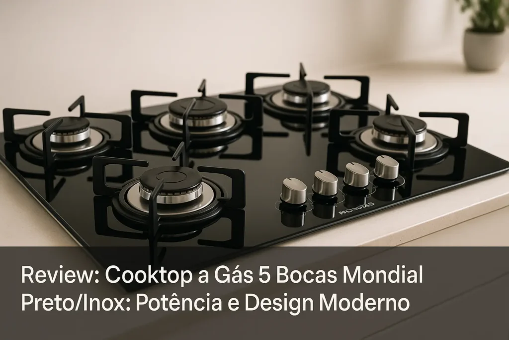 Cooktop a Gás 5 Bocas Mondial Preto/Inox: Potência e Design Moderno