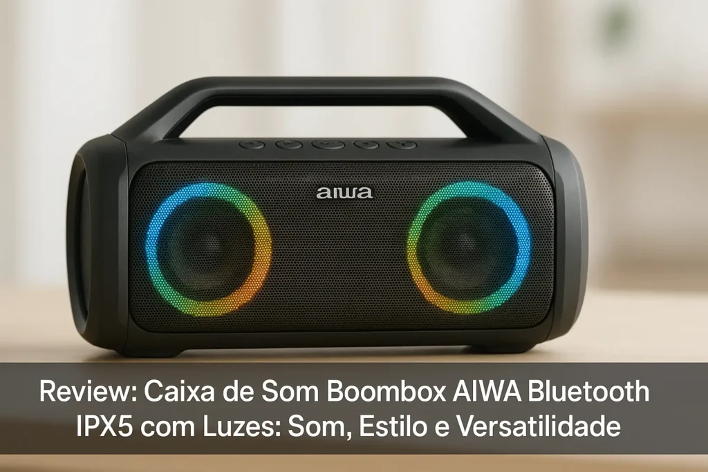 Caixa de Som Boombox AIWA Bluetooth IPX5 com Luzes: Som, Estilo e Versatilidade