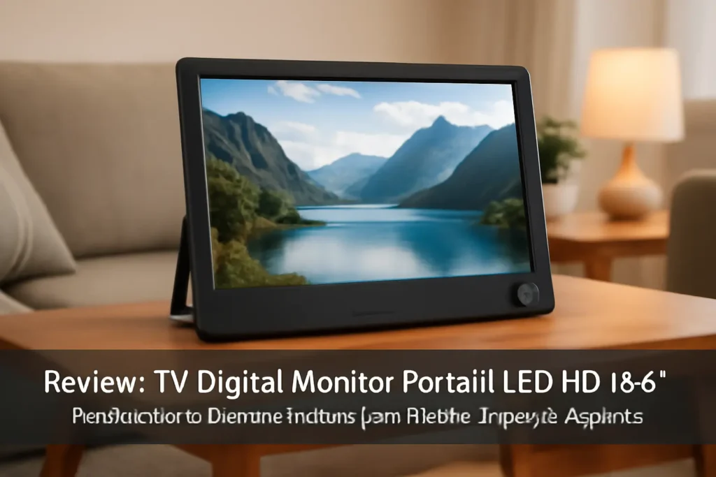 TV Digital Monitor Portátil LED HD 15,4" Portabilidade Multifuncional para Filmes, Jogos e Viagens