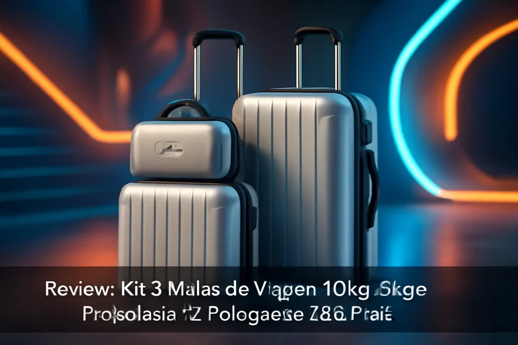 Kit 3 Malas de Viagem 10kg, 8kg e Frasqueira 12 Polegadas ABS Prata