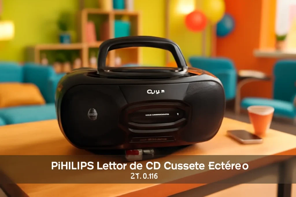 PHILIPS Leitor de CD Cassete Estéreo AZ328: Som Portátil e Potente