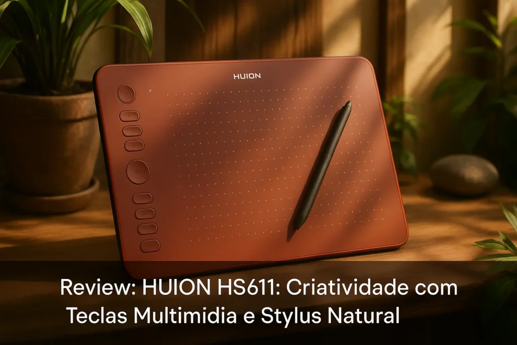 HUION HS611: Criatividade com Teclas Multimídia e Stylus Natural