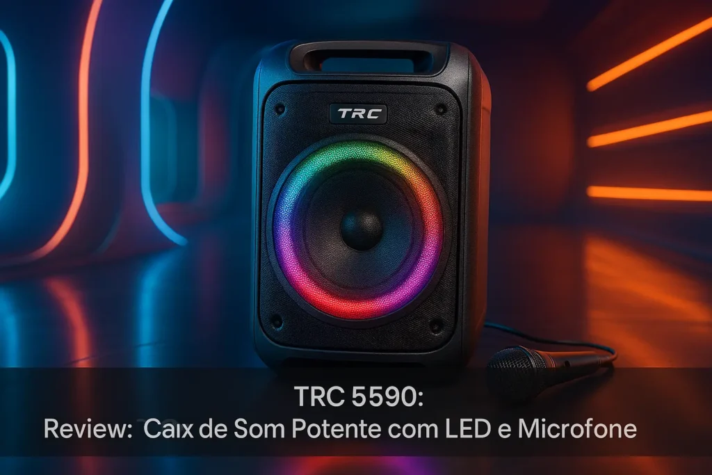 TRC 5590: Caixa de Som Potente com LED e Microfone