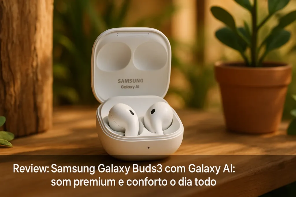 Samsung Galaxy Buds3 com Galaxy AI: som premium e conforto o dia todo