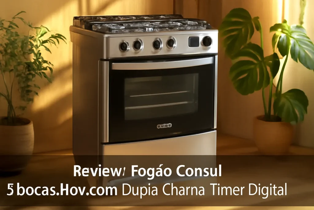 Fogão Consul 5 bocas Inox com Dupla Chama e Timer Digital