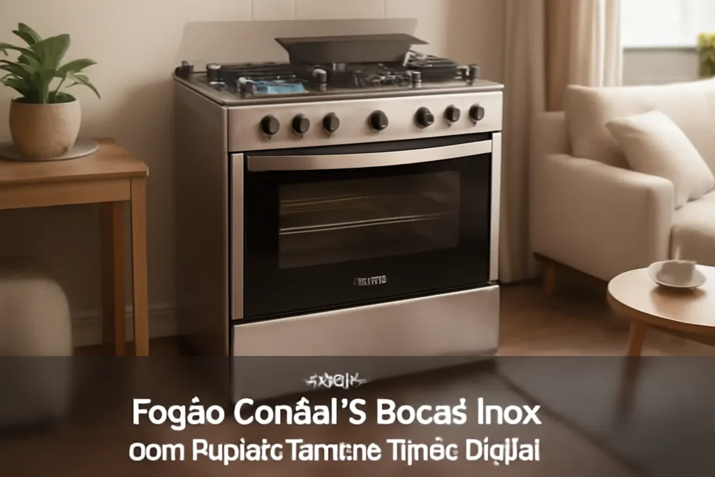 Fogão Consul 5 Bocas Inox com Dupla Chama e Timer Digital