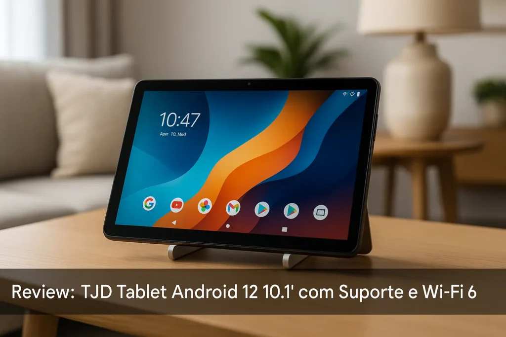 TJD Tablet Android 12 10.1" com Suporte e Wi-Fi 6