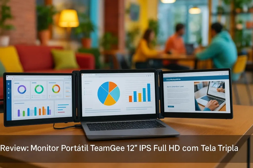 Monitor Portátil TeamGee 12" IPS Full HD com Tela Tripla