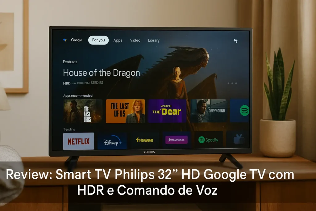 Smart TV Philips 32" HD Google TV com HDR e Comando de Voz