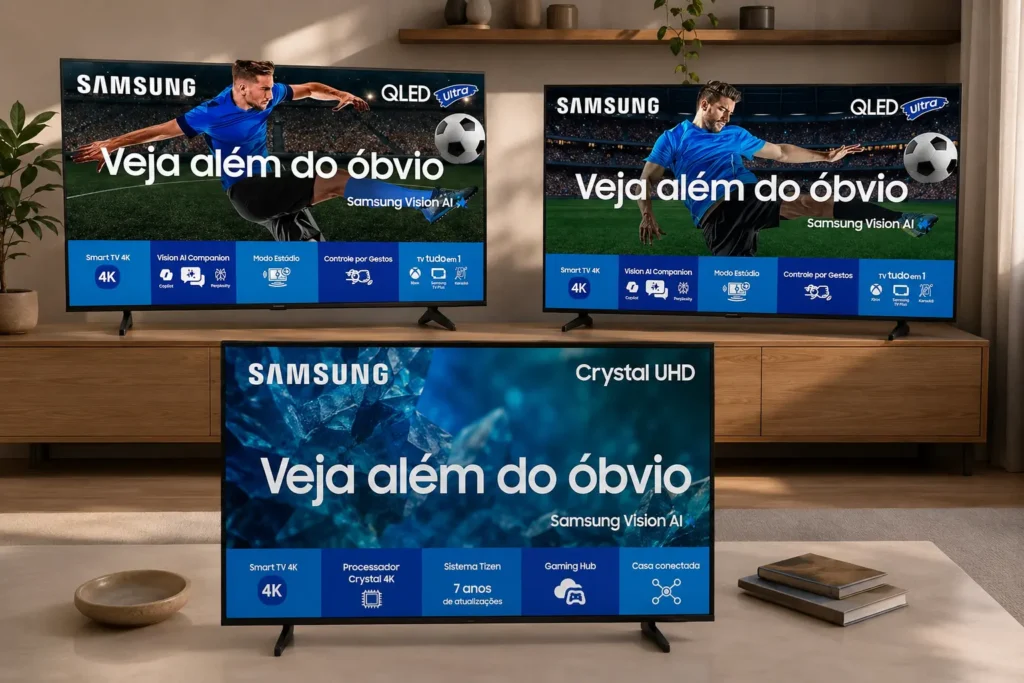 Smart TVs Samsung 50": 3 opções para streaming e uso diário