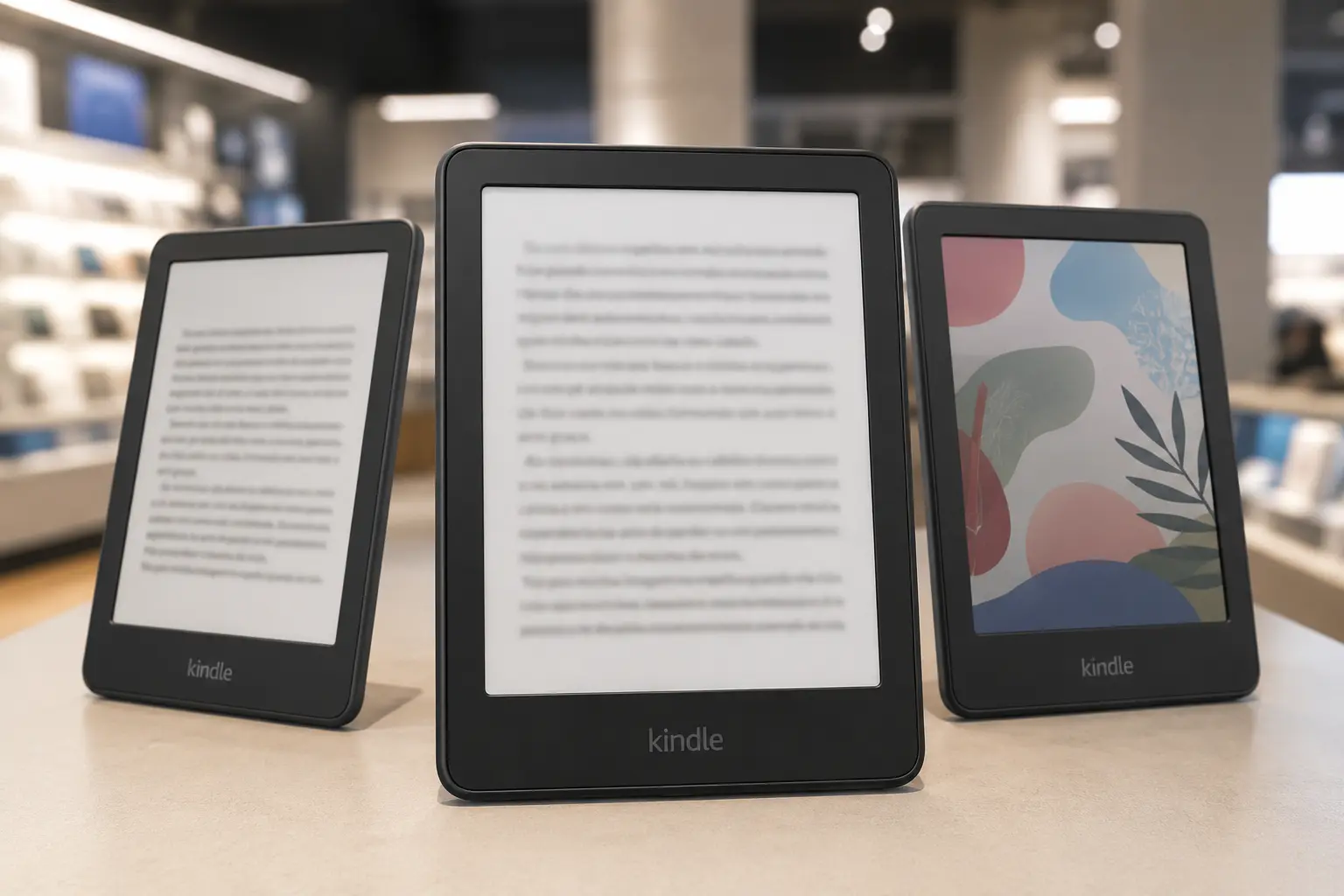 Kindle simples, Paperwhite ou Colorsoft: quando cada tela muda sua leitura