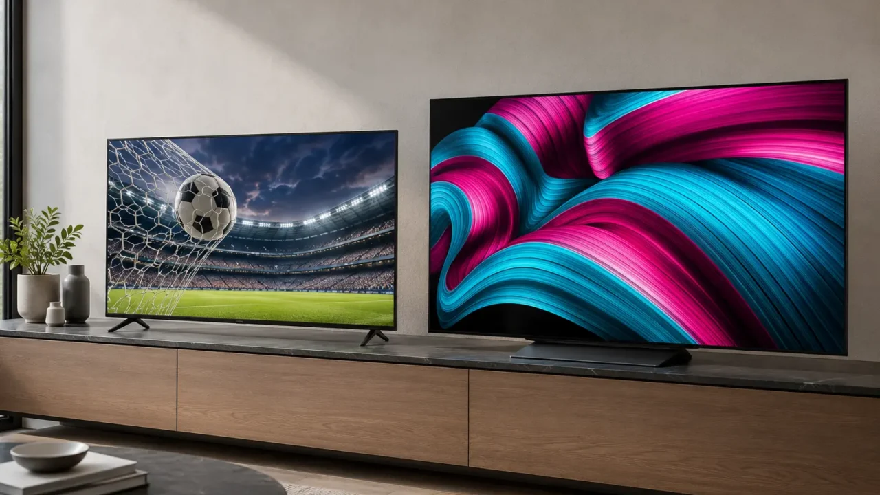 Samsung QEF1 de 50" ou LG C5 de 65": tamanho define a escolha
