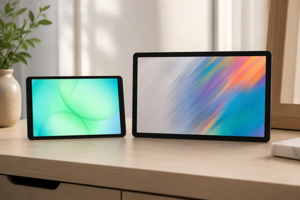 Entre Galaxy Tab A11 e Tab A8, a diferença começa no tamanho da tela