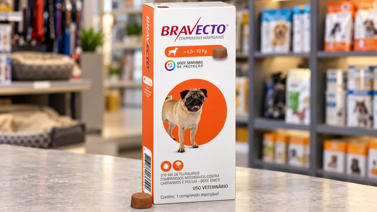 Bravecto 250, 500 ou 1000 mg: cada faixa atende um peso do cão