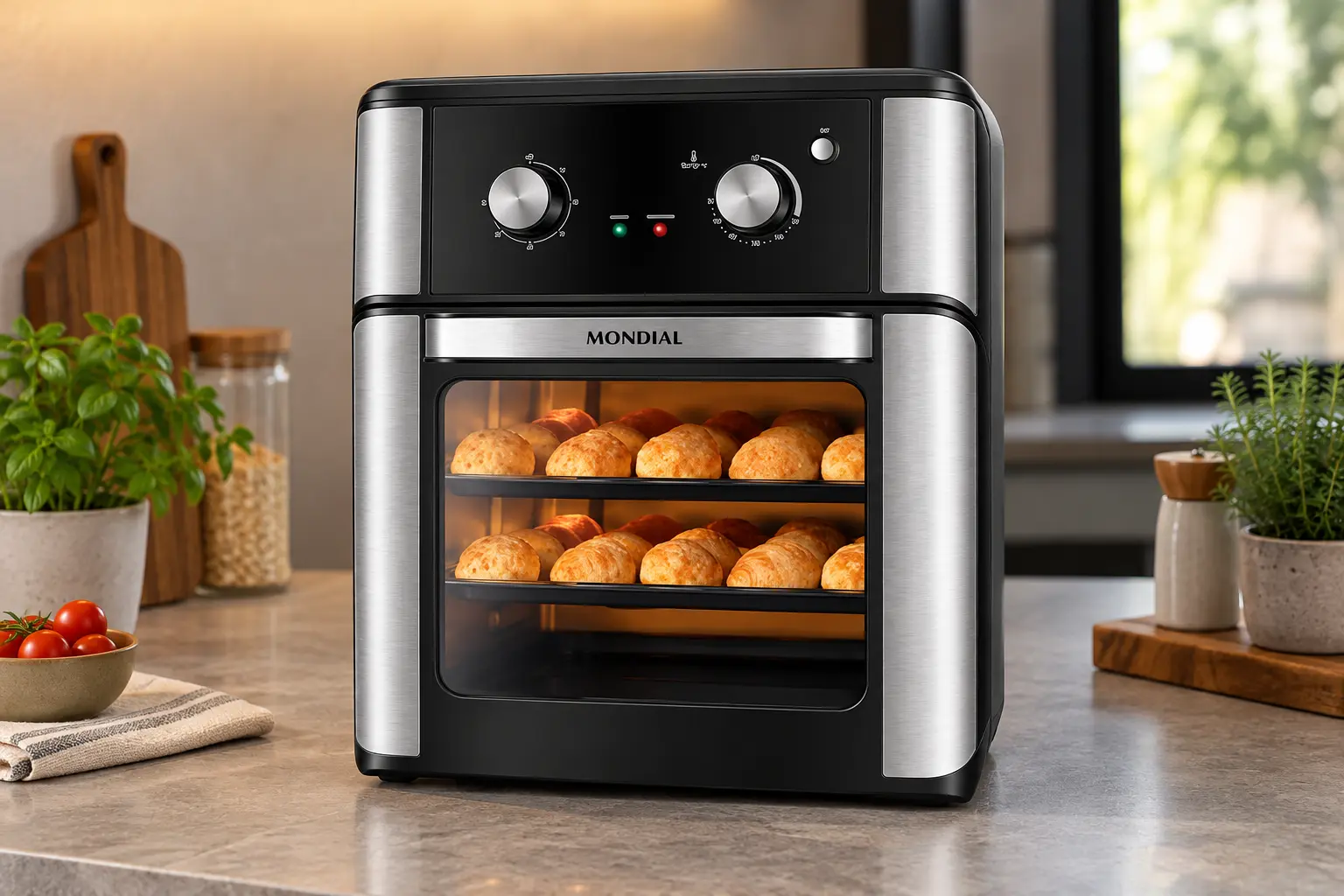 Air fryer oven de 12L ou 16L: controle manual ou painel digital