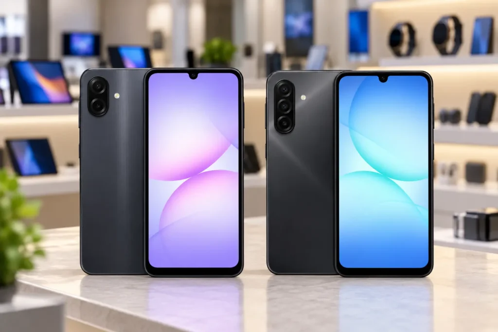 Galaxy A07 ou A17: a diferença está na memória e na câmera